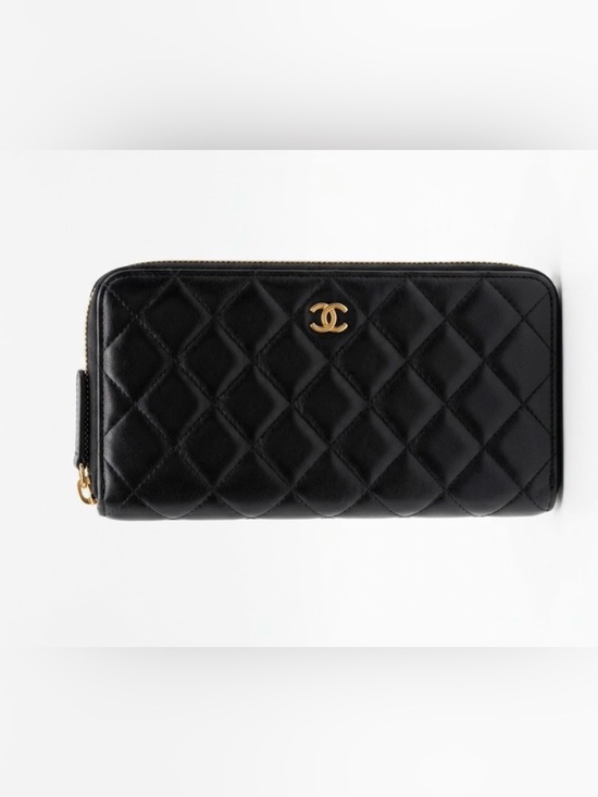 CHANEL Handbags - CHANEL Black Quilted Zip Wallet with Gold CC Emblem FAIR CONDITION